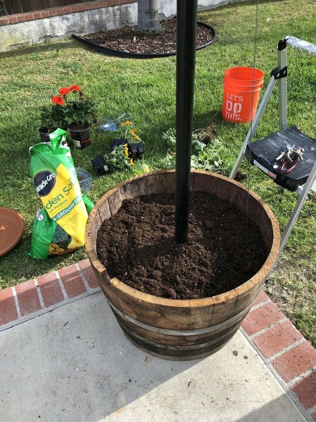 diy wine barrel market light posts