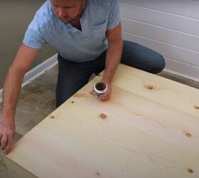 build an easy diy square farmhouse coffee table yourself, Fill in the Screw Holes