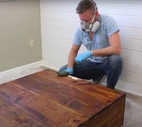 build an easy diy square farmhouse coffee table yourself, Stain