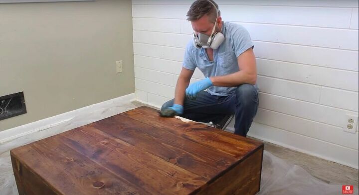 build an easy diy square farmhouse coffee table yourself, Stain