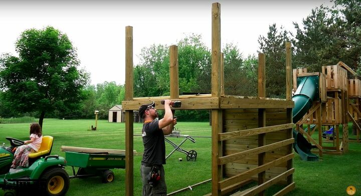 build a diy jungle gym that will make you the talk of the town, Install the Railing Beam