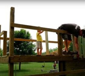 build a diy jungle gym that will make you the talk of the town, Install the Railing Boards