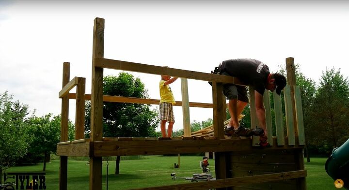 build a diy jungle gym that will make you the talk of the town, Install the Railing Boards