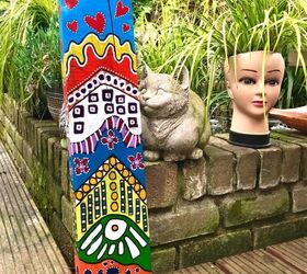 how to make some colourful yard art with a plank of wood, Yard art