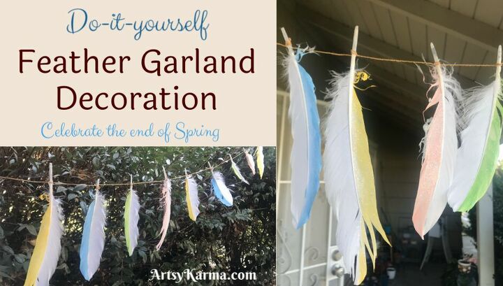 how to make a sparkling springtime feather garland