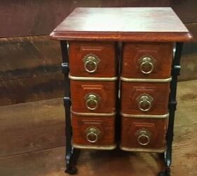upcycled cast iron apothecary cabinet from a treadle machine, DIY Upcycled Cabinet