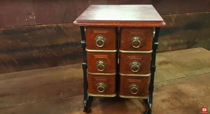 upcycled cast iron apothecary cabinet from a treadle machine, DIY Upcycled Cabinet