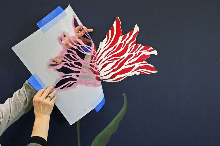 s 6 stunning ways to totally transform your boring blank walls, Tulip Wallflower Stencil