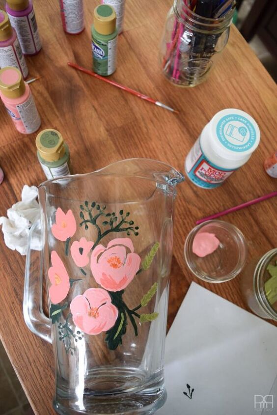 painted florals on glassware