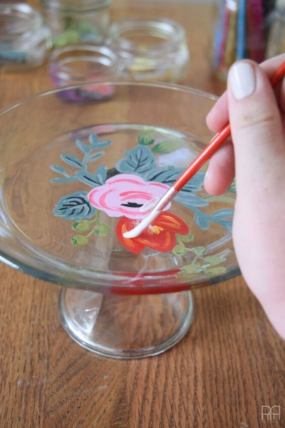 painted florals on glassware