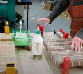 how to create a stunning brick wall end grain cutting board, Glue