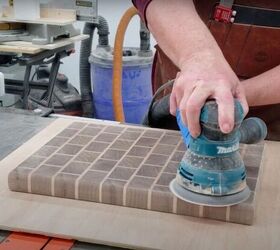 how to create a stunning brick wall end grain cutting board, Sand Again