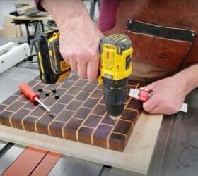 how to create a stunning brick wall end grain cutting board, Add Rubber Feet