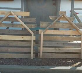 pallet house shaped headboard for a shared boys bedroom, DIY House Headboard