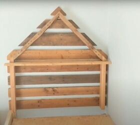 pallet house shaped headboard for a shared boys bedroom, DIY Recycled Pallet Headboard