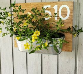 diy modern house number sign with planter bucket