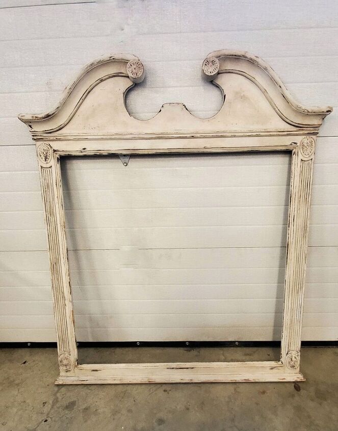antique style mirror turned faux fireplace mantle