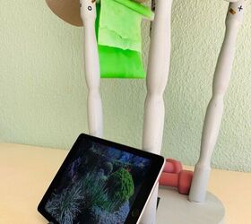 gym ball and tablet stand from an old stool