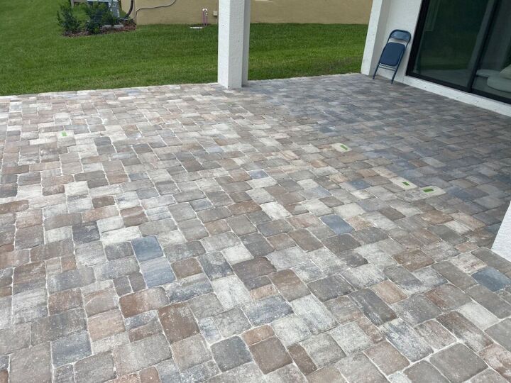 newly installed pavers are a different color