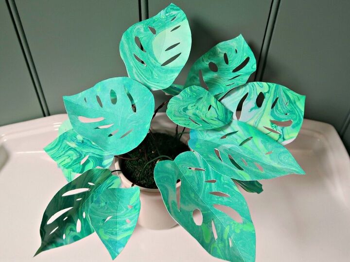 cmo hacer una planta de papel con hojas jaspeadas