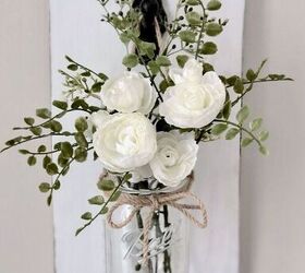 wood framed flower vase