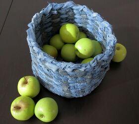 s 10 clever ways you can update your home decor without spending a dime, Use old jeans to make a woven basket