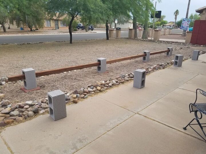 cinder block fence with 4x4 s