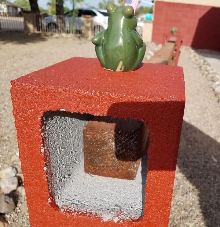 cinder block fence with 4x4 s