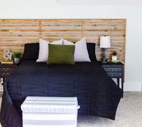 15 beautiful diy furniture ideas to try if you re tired of ikea, Hang slats to create a stunning headboard