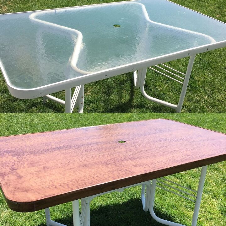 turn a glass top table into a wood top like magic