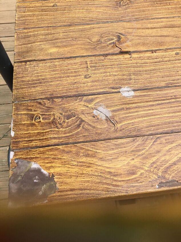 q how to refinish concrete picnic table