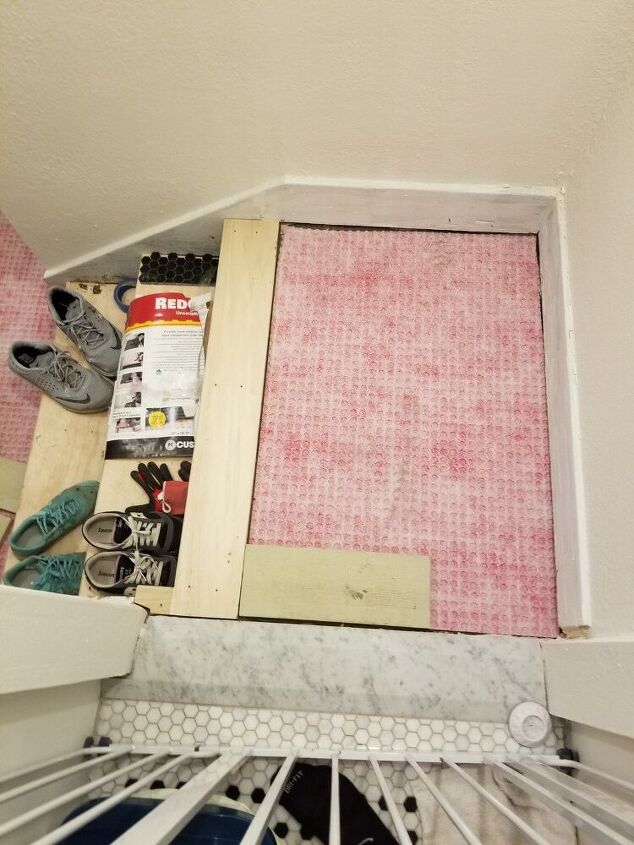 diy vintage inspired hex tile floor part 1, Uncoupling membrane laid in place