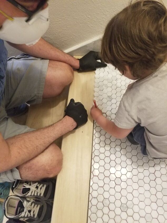 diy vintage inspired hex tile floor part 1, Father son time