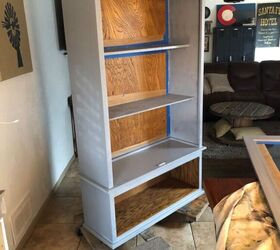 old oak gun cabinet to gray pantry, I like the wood contrast