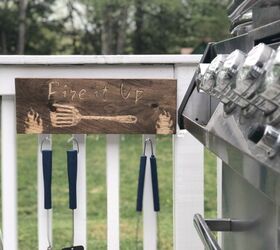 wood engraved grill utensil organizer sign