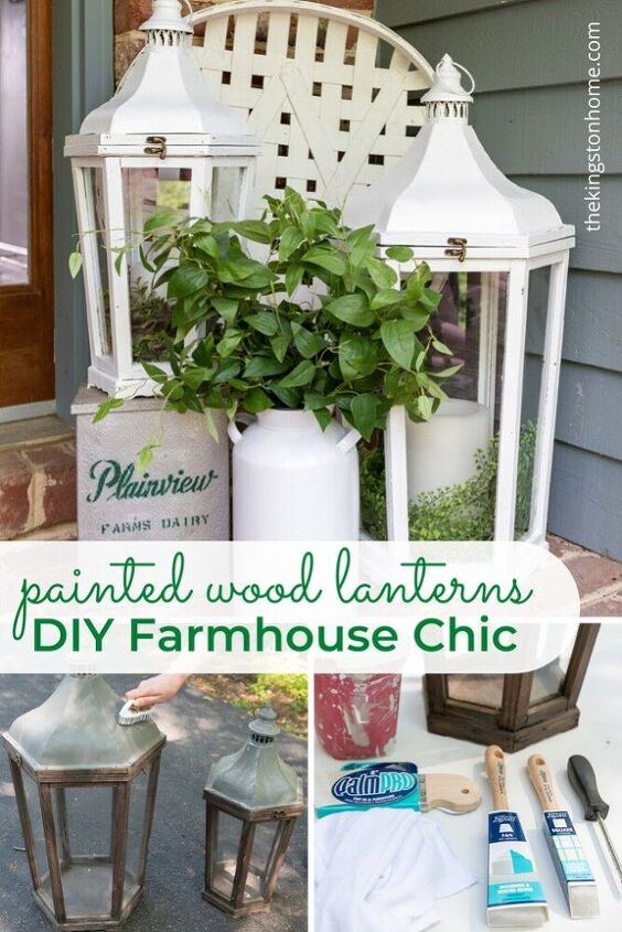 diy farmhouse chic painted wood lanterns