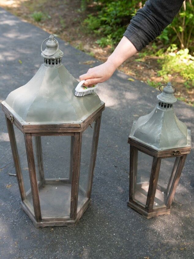 diy farmhouse chic painted wood lanterns