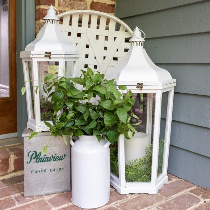 diy farmhouse chic painted wood lanterns