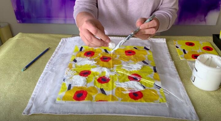 create a diy decorative pillow using napkins and glue, Add Glue to the Ball