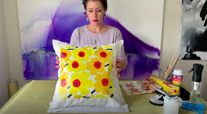 create a diy decorative pillow using napkins and glue, Homemade Decorative Pillow