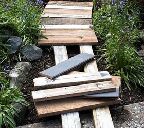 whip up a charming garden themed walkway using scrap wood