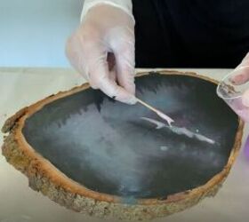 wood slice decor, Apply Resin to the Wood Slice