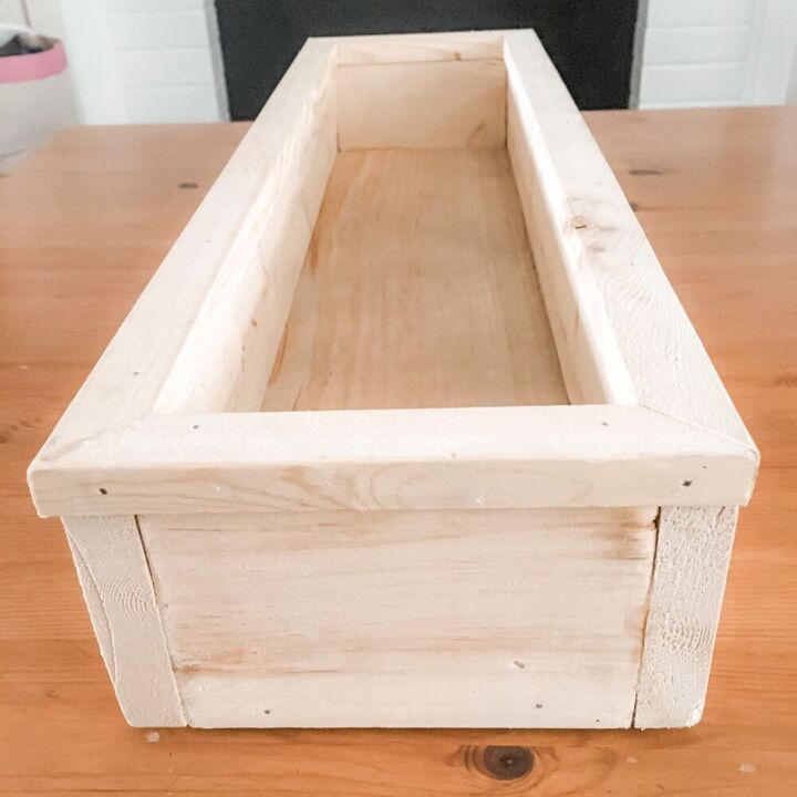weathered wood planter box centerpiece