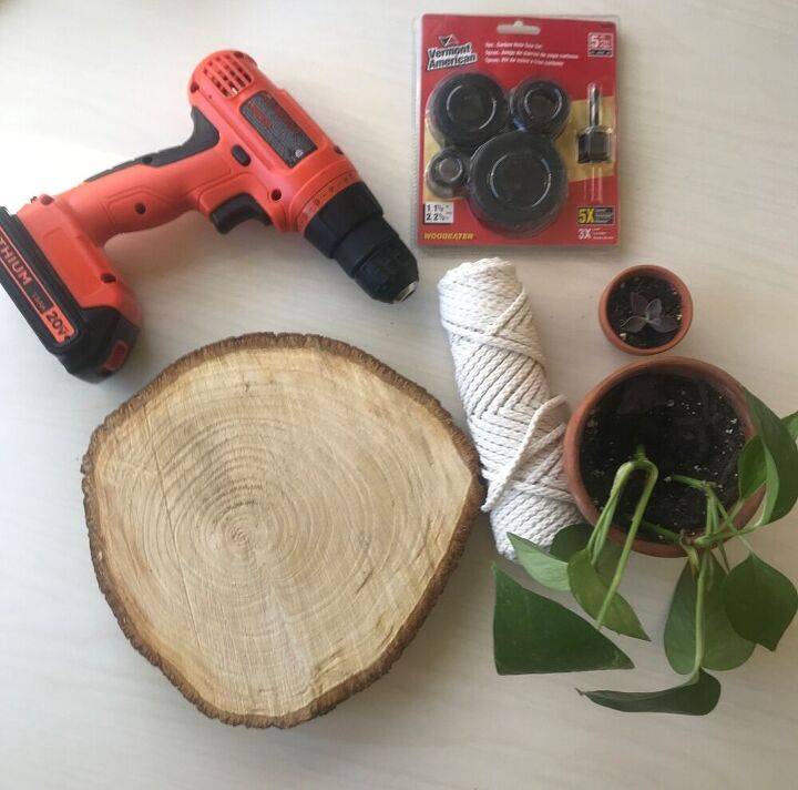 diy natural wood and macrame planter