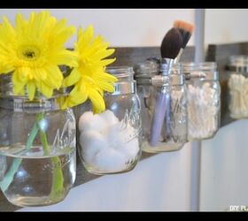 s 12 life changing hacks that ll help you keep things tidy in a tiny spa, Hang mason jars in a bathroom