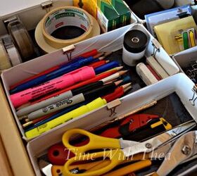 s 12 life changing hacks that ll help you keep things tidy in a tiny spa, Repurpose tissue boxes into drawer organizers