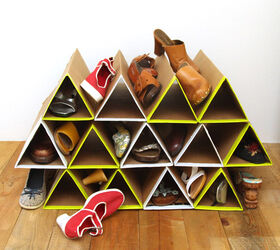 s 12 life changing hacks that ll help you keep things tidy in a tiny spa, Upcyle cardboard into a shoe rack
