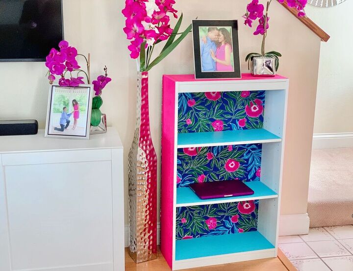 s 13 contact paper ideas most people have never thought of, Tropical Velvet Bookcase