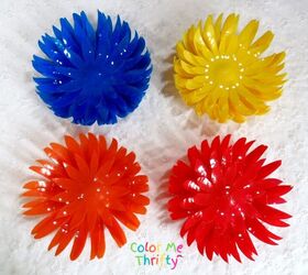 repurposed plastic balls into diy flowers