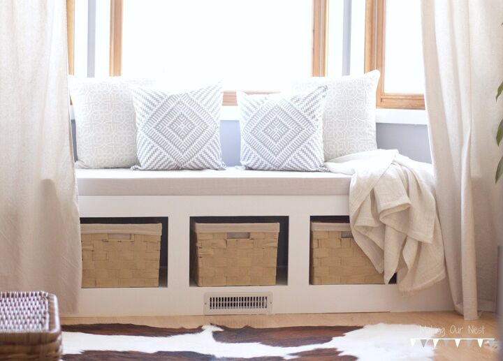 13 beautiful window seating ideas that ll make you want to grab a book, Make a window seat for a living room